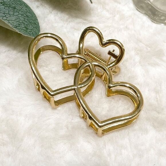 Gold Hearts Hair Claw - Picture 1 of 6